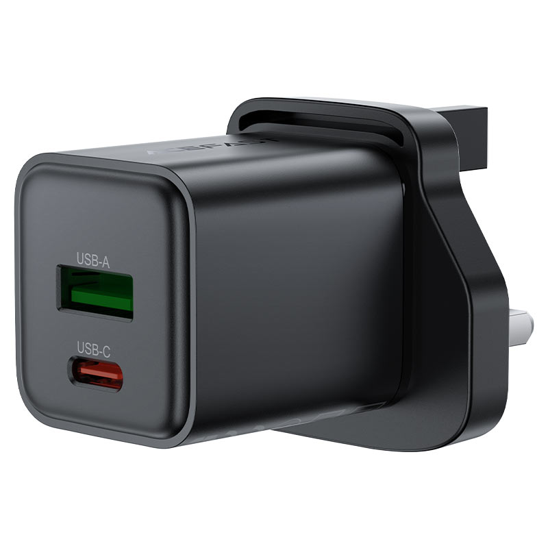 AceFast | 18496 | A127 | PD30W Gan (Usb A+Usb C) Charger | UK | Black AceFast | 18496 | A127 | PD30W Gan (Usb A+Usb C) Charger | UK | Black